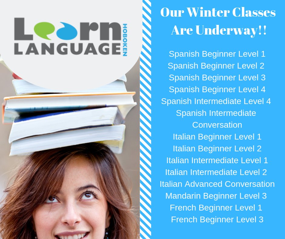 LearnLanguageNJ's tweet image. #SaturdayMorning The first week of the #winter term is complete! Our students are busy learning #Spanish, #Italian, #Mandarin + #French 🎉👏🙌 Check out the list of our current classes below! #learnlanguagehoboken #learnalanguage #hoboken #adultlearners #ilovelanguage