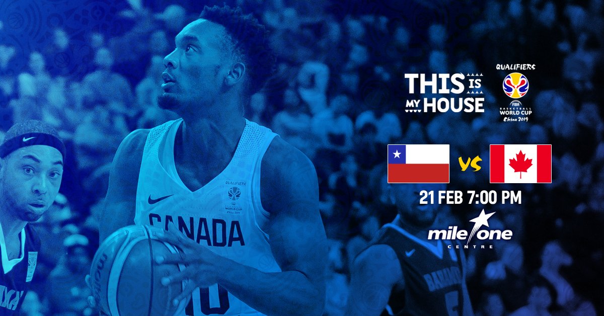 CanBball's tweet image. Get your FIBA Basketball World Cup Qualifier Tickets: Chile 🇨🇱 vs Team Canada 🇨🇦 on February 21st at the Mile One Centre in St. John's. 

🎟: bit.ly/2Rqu4sd #WeAreTeamCanada #FIBAWC #ThisIsMyHouse