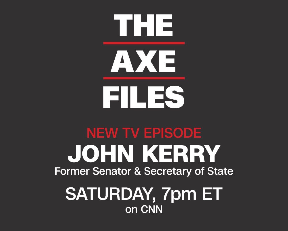 .@JohnKerry on @realDonaldTrump and the Russians: “He has some special relationship with them that he has not made public and I think he's fearful that President Putin probably has information (on him.)” #AxeFiles on @CNN
Join us TONIGHT at 7 PM