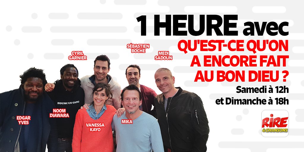 A 12h, et demain à 18h, <a href="/sebastien_boche/">Sébastien Boché</a> reçoit dans #1Havec #QuEstCeQuOnAEncoreFaitAuBonDieu <a href="/MediSadoun/">Medi Sadoun</a> et <a href="/NoomDiawara/">Noom Diawara</a>
