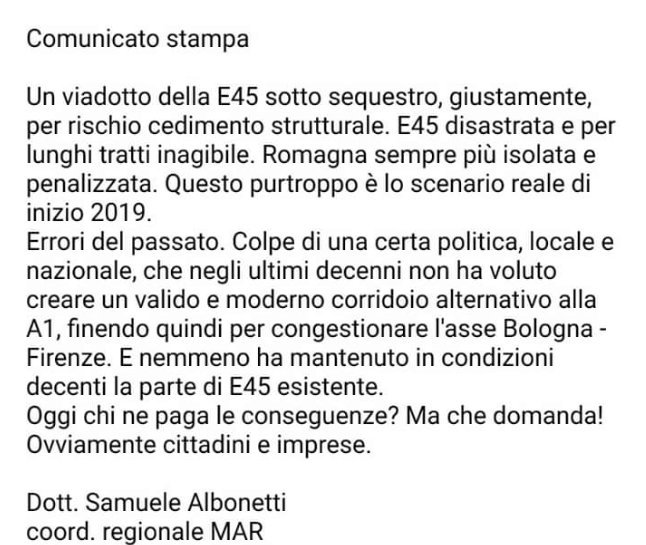 MAutonomia's tweet photo. #cronacheravenna, @E45, #romagnaviabilità,#viadottoarischio https://t.co/BnkBgBT8p6