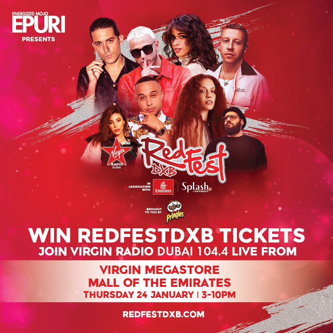 VirginMENA's tweet image. Join us &amp;amp; the @virginradiodxb crew on January 24th as they broadcast LIVE from our store at @malloftheemirates &amp;amp; get your chance to win 🎫 to #RedFestDXB 2019. We'll be there from 3 PM to 10 PM, see you right at the Red Circle! #VirginMegastoreTickets