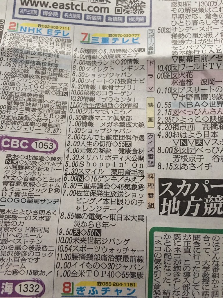 三重 県 テレビ 番組 表