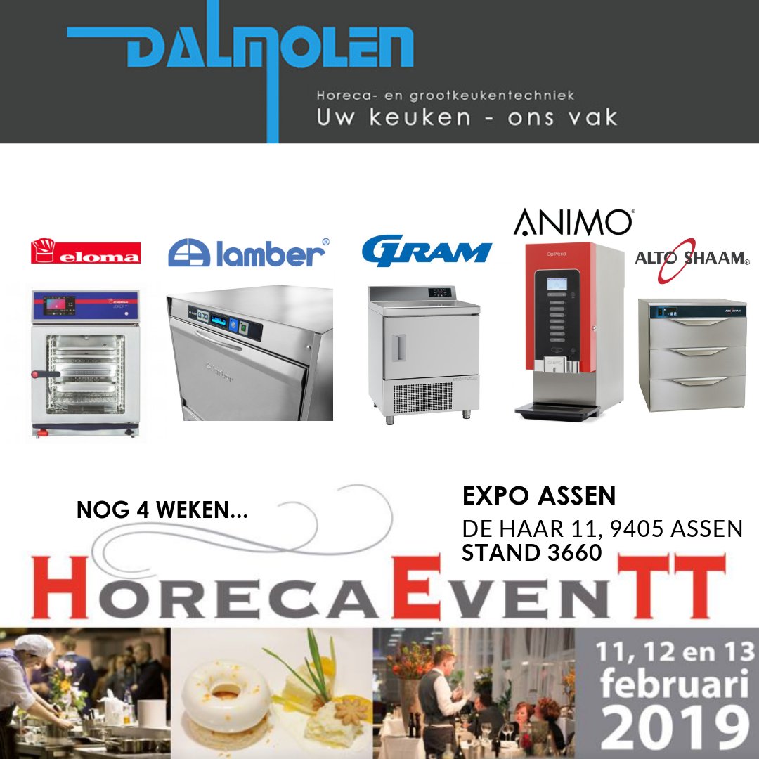 DalmolenHoreca's tweet photo. 🔹HorecaEvenTT🔹 Nog een kleine maand en dan gaat het écht beginnen: HorecaEvenTT 2019! Van ma 11 t/m wo 13 feb a.s. kunt u ons vinden op stand 3660 in de @ExpoAssen 🔹 #HorecaEvenTT #Horecabeurs #Vakbeurs #Horeca #Groothandel #Recreatie #Assen #dalpro #dalmolen #wolvega https://t.co/hDJnVL0EJb