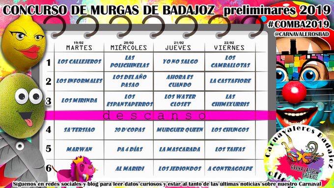 Orden de preliminares del comba2019 mucha suerte a todos los compañeros