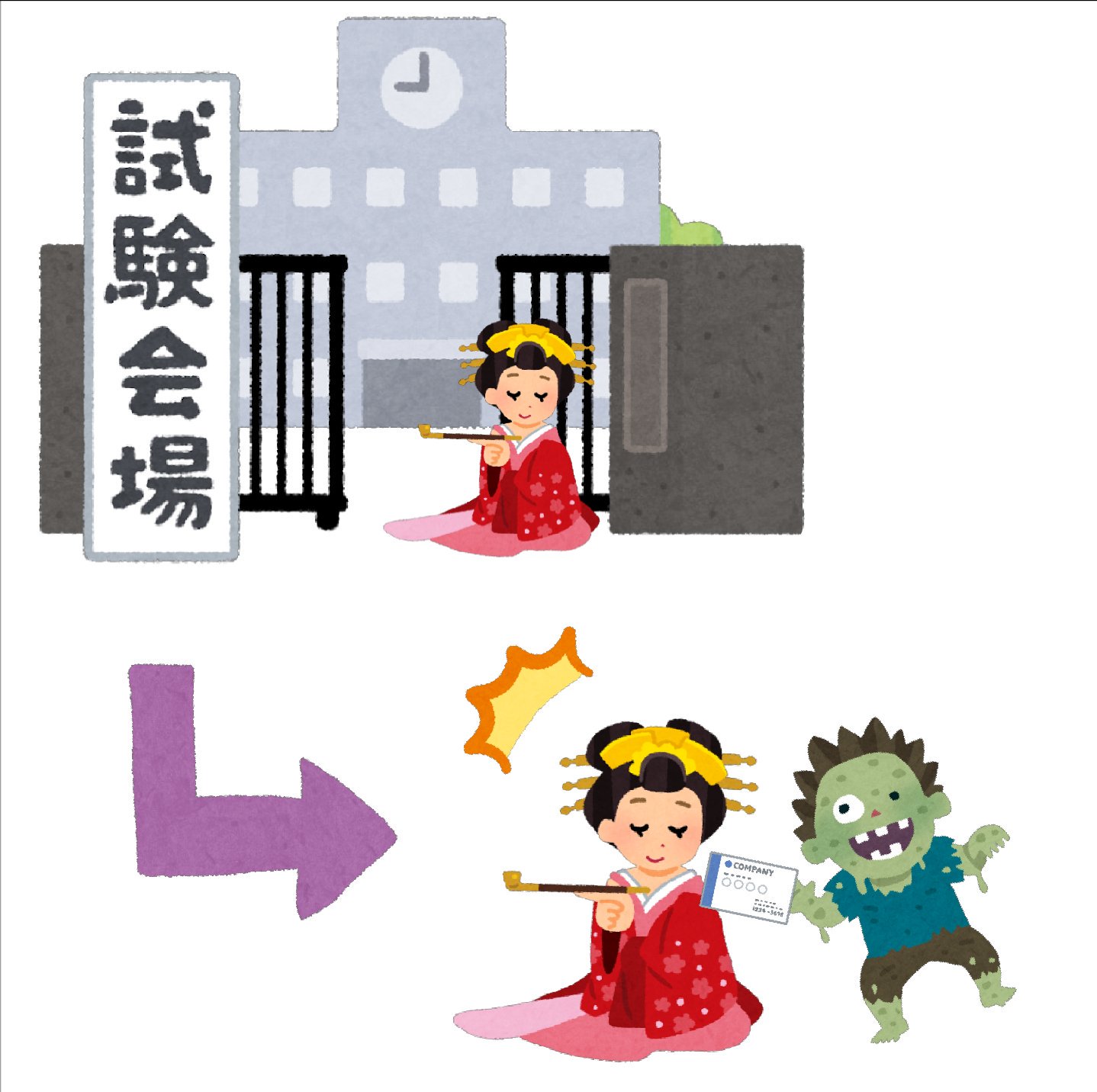 まいチクをいらすとやで再現 Dayukoume 再現難易度 使ったイラスト 6枚 試験会場のイラスト 花魁のイラスト 矢印の イラスト 直角 ゾンビのイラスト 空想上の生物 名刺のイラスト 漫符のイラスト 驚いた記号 まいにちチクショー T Co