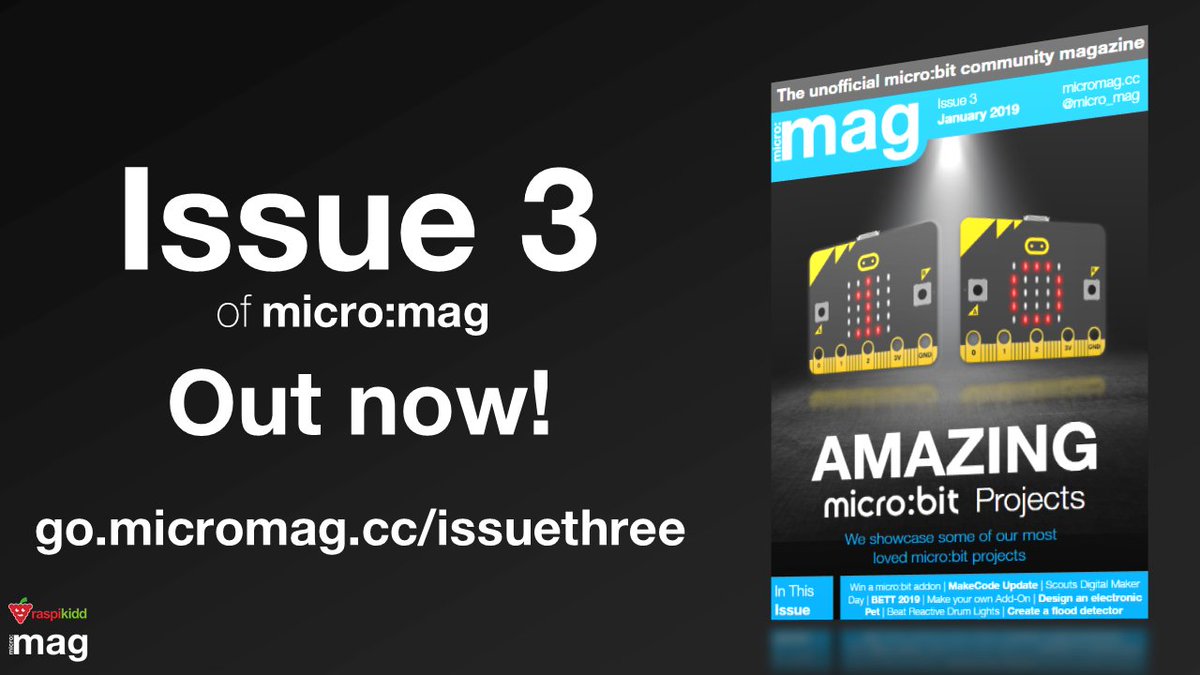 micro_mag's tweet photo. Issue 3 of the unofficial @microbit_edu community magazine is here!

We've got tons of Community Curated news, features &amp; makes for you to read, including a cover feature on "10 Amazing micro:bit Projects"!

So head over to https://t.co/0SMioZwJvO  to download, enjoy! https://t.co/d802j3gd8I