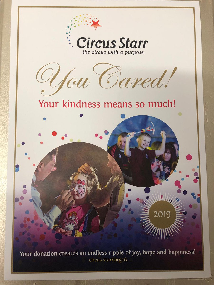 🌟 Thank you for our certificate from Circus Starr! 🌟
We are proud to support this amazing charity!