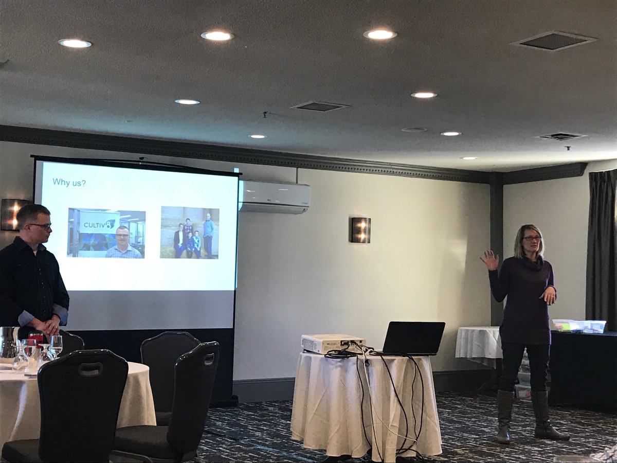 Jolene &amp; Jason ⁦<a href="/NbFarmers/">NB Young Farmers</a>⁩ talking about #innovation ⁦<a href="/dalagriculture/">Dal Ag Campus</a>⁩ ⁦<a href="/Cultiv8Ag/">Cultiv8ag</a>⁩ #Spark #humancentereddesign #failfast