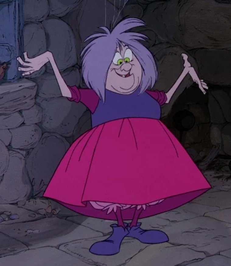 THE MAGNIFICENT MARVELOUS MAD MAD MAD MAD MADAM MIM (The Sword in the Stone)Redeemable: I don't think she's wrong. She clearly hates the royals and is more of a rival to Merlin. "Redeemable" sounds like "coming to Jesus" in this narrative and. No.Does She Fuck. For sure.