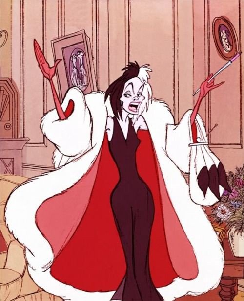 CRUELLA DE VIL (One Hundred and One Dalmatians)Redeemable: No. Dognapping rage monster bougie trash. If she loses it all she'll be stepping all over everyone to get it back.Does She Fuck: Can't find anyone to meet her impossible standards. Says she's married to "the game."