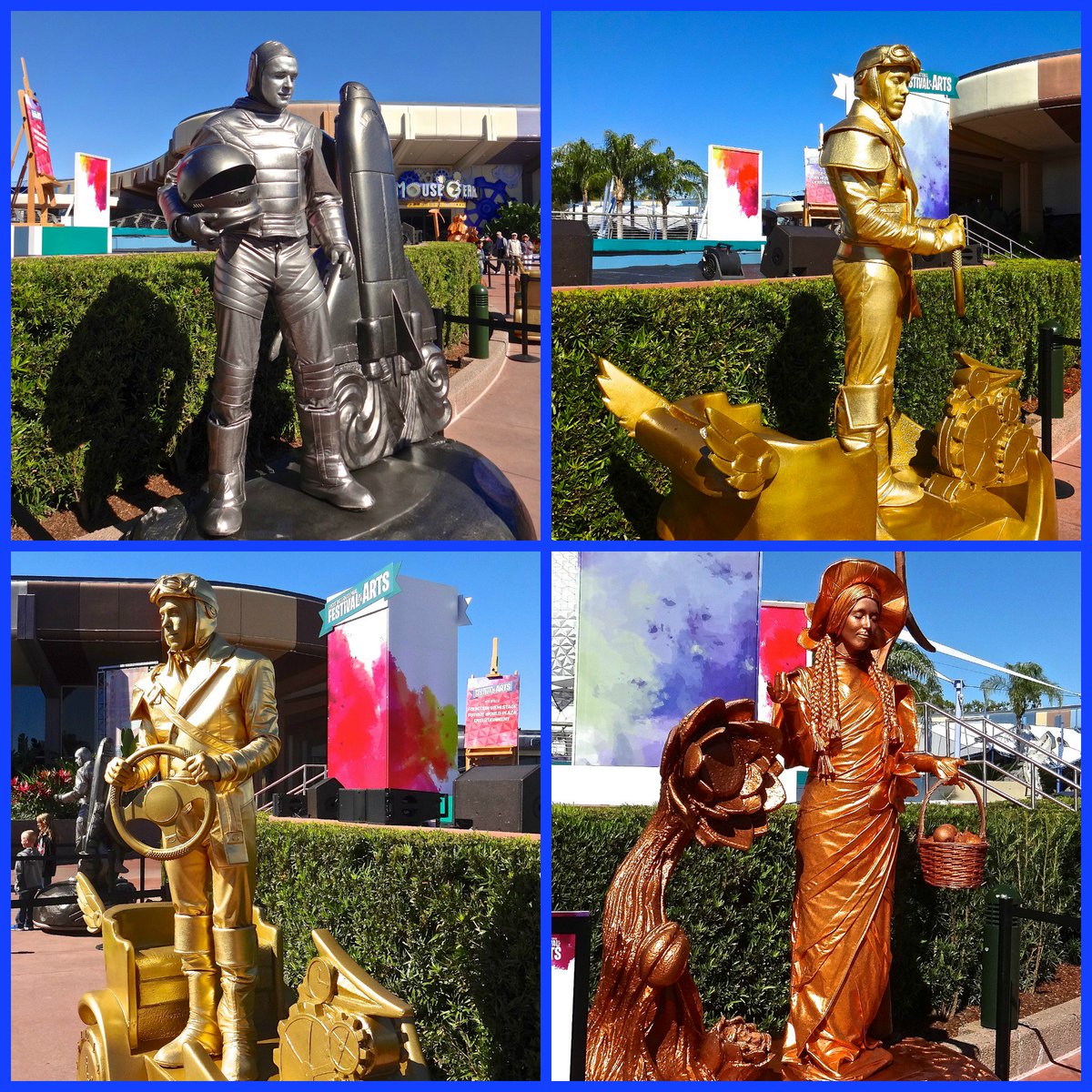 FunAndFork's tweet photo. Human Statues - one of my favorite things at the Epcot International Festival of the Arts! Their lifeless stance for hours &amp; hours amazes me! FESTIVAL REVIEW: https://t.co/ij6srXXsb4 #ArtfulEpcot #LoveFL #Disney #wdw #epcot #florida #travel #SaturdayMotivation #SaturdayThoughts https://t.co/QXn0Qcagny