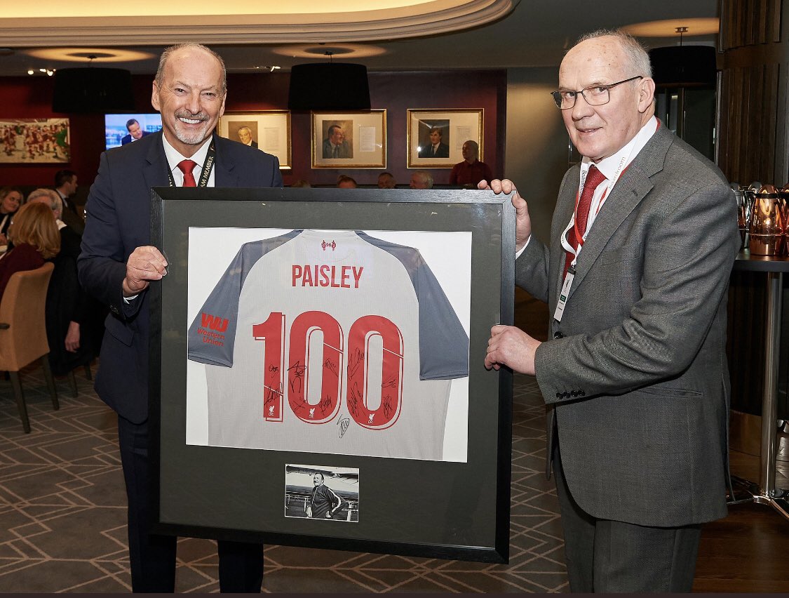 The club was honoured to welcome the Paisley family to Anfield to commemorate what would have been the great man’s 100th birthday. He averaged 2.2 trophies per season, including 6 league championships and 3 European Cups. On his shoulders. we still stand...YNWA