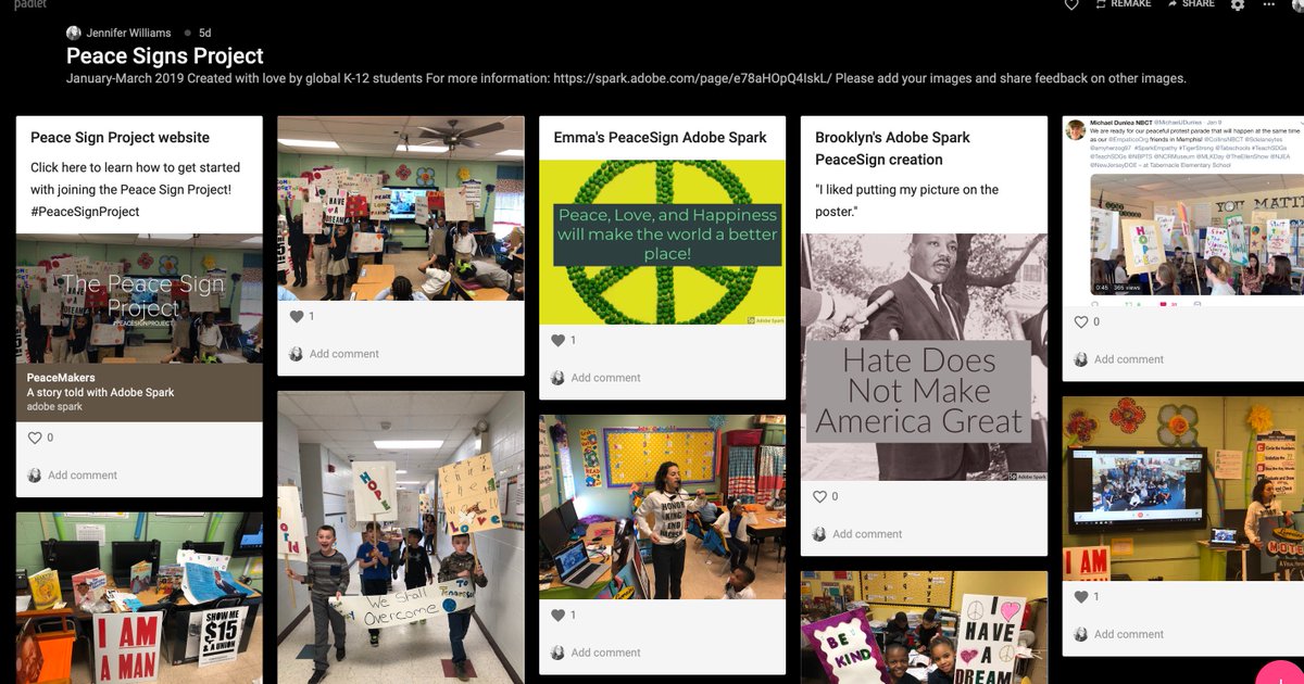 JenWilliamsEdu's tweet image. Excellent! Please be sure to add all ideas, resources, and student creations to the Padlet board here: padlet.com/JenWilliamsEdu… Let&apos;s grow and learn together! #PeaceSignsProject Keep those ideas coming!