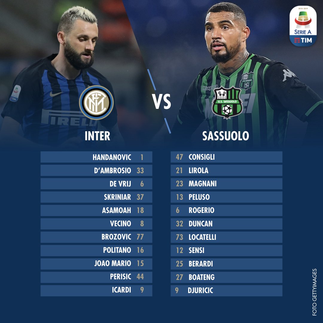 A San Siro si affronteranno Inter e Sassuolo!
🏟 Stadio Giuseppe Meazza
⚽️ #InterSassuolo
📺 20:30 @DAZN_IT
#SerieATIM