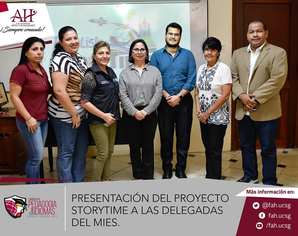 ucatolicagye's tweet photo. La carrera Pedagogía de los idiomas Nacionales y Extranjeros – Inglés #UCSG realizó la presentación del proyecto de vinculación #StoryTime (Animación a la lectura para el aprestamiento fonológico en Inglés) a las delegadas de la Casa Hogar Guayaquil del MIES. 
#SomosUCSG https://t.co/TnpVSUkAti