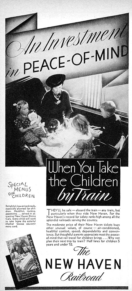 DanielHCantwell's tweet photo. "They'll be safe - aboard the train - any train..."
The New Haven Railroad marketing their passenger service in 1937.
#traintwitter #NewHavenRR #fallenflags #MetroNorth #NewHavenRR #MTA https://t.co/YOJr8ZLivm