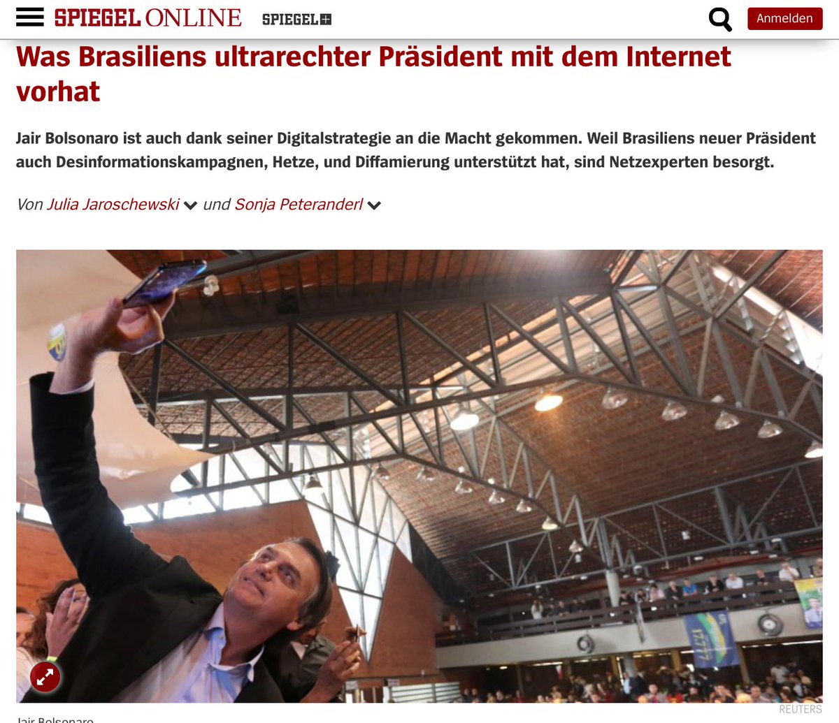 glocalreporting's tweet photo. What Brazil's ultra-right president is up to with the #Internet: @_Jaroschewski &amp; I on #Bolsonaro and the digital future of #Brazil for @SPIEGELONLINE  @SPIEGEL_Netz @tainalon @lemos_ronaldo @ARTIGO19 #surveillance #data #netpolitics https://t.co/JImsullQpl https://t.co/RF5r7dMXNM