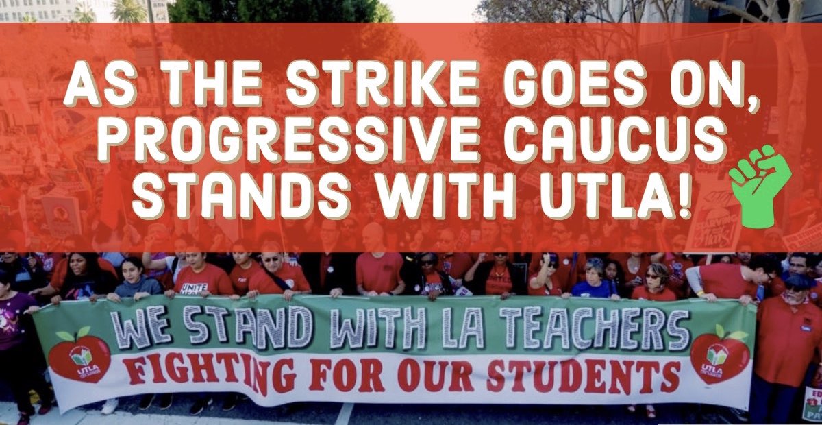 AFTProg's tweet image. As the strike goes on, Progressive Caucus stands with @UTLAnow because public education is a civil right. #UTLASrong #REDForEd