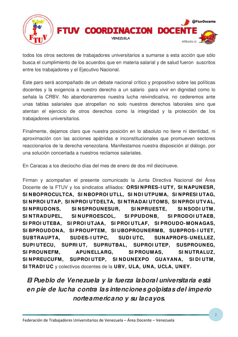 FtuvDocente's tweet image. COMUNICADO DE LA @FtuvDocente 

#21EParoUniversitarioIndefinido
#21EParoUniversitarioIndefinido
#21EParoUniversitarioIndefinido
#21EParoUniversitarioIndefinido
#21EParoUniversitarioIndefinido
@NicolasMaduro
@hugbelpsuv 
@Mppeuct 
@MPPPSTVe