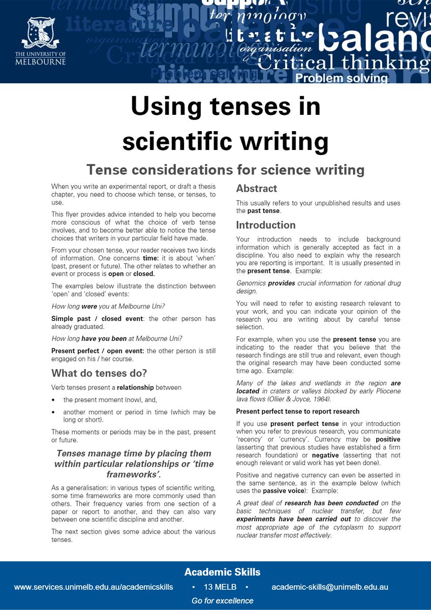plantae_org's tweet photo. Using tenses in science writing by @unimelb: https://t.co/3bMunI5tUJ 
#SciComm #AcademicTwitter #phdchat https://t.co/fB0AzcfA74