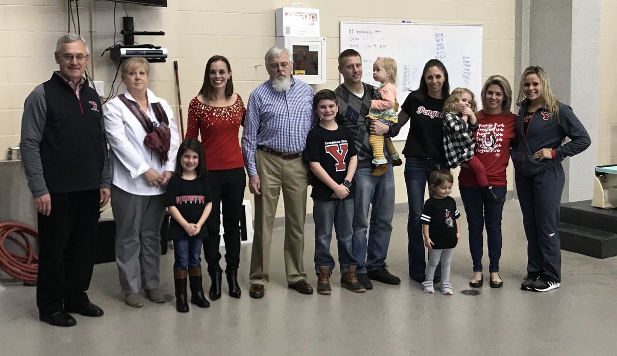 We are thrilled to have the McAtee Family here today at our meet and be honored for their scholarship endowment. Heather, Megan and Molly were all former Penguins and the support from their family has been amazing! #YAndProud #GoGuins