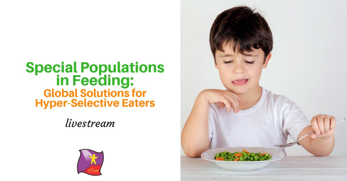 ciaoseminars's tweet image. Feb 16th - Examine prevalent dx associated with feeding disturbances such as #ASD, #neophobia, #ARFI &amp;amp; explore the underlying causes of selective eating to develop clinical treatment pathways. Learn &amp;amp; Earn live CEUs from the comfort of anywhere! buff.ly/2B5KYmg #slpeeps