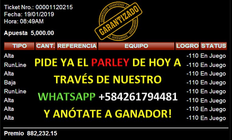 🔎 #Tipster Albert Manzanares 🏆
®️ @Parleys_Doki📲+584261794481
🗓️ #FelizSábado #19Ene 💰
🍀 #Loterias #Animalitos 🐶
🏀 #Free #Picks #Parley #NBA✅
🏀 #Predictions #Bets #Sports #Basketball ✅
🐴 #Hipismo #Nacionales & #Americanas 💯
👉 #Tlalhuelilpan - Hidalgo - Suman 66 🥇