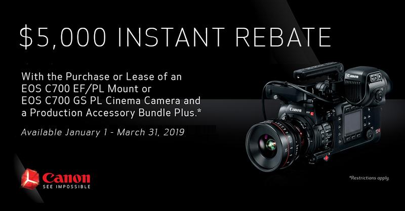 CanonUSApro's tweet photo. Save Now! $5,000 Instant Rebate with the purchase of an #EOSC700 and Production Accessory Bundle Plus. https://t.co/9czJRy9GIF https://t.co/AtSHlGD1OS