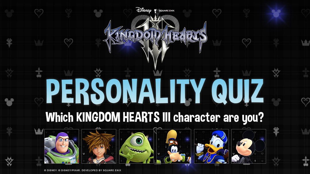 KINGDOMHEARTS's tweet photo. Are you as cool as Elsa, or brave like Buzz?

Take the #KingdomHearts III personality quiz now to find out which Disney character best reflects your personality!

👉 https://t.co/zr3nFzcVym https://t.co/IGQm4csQAP