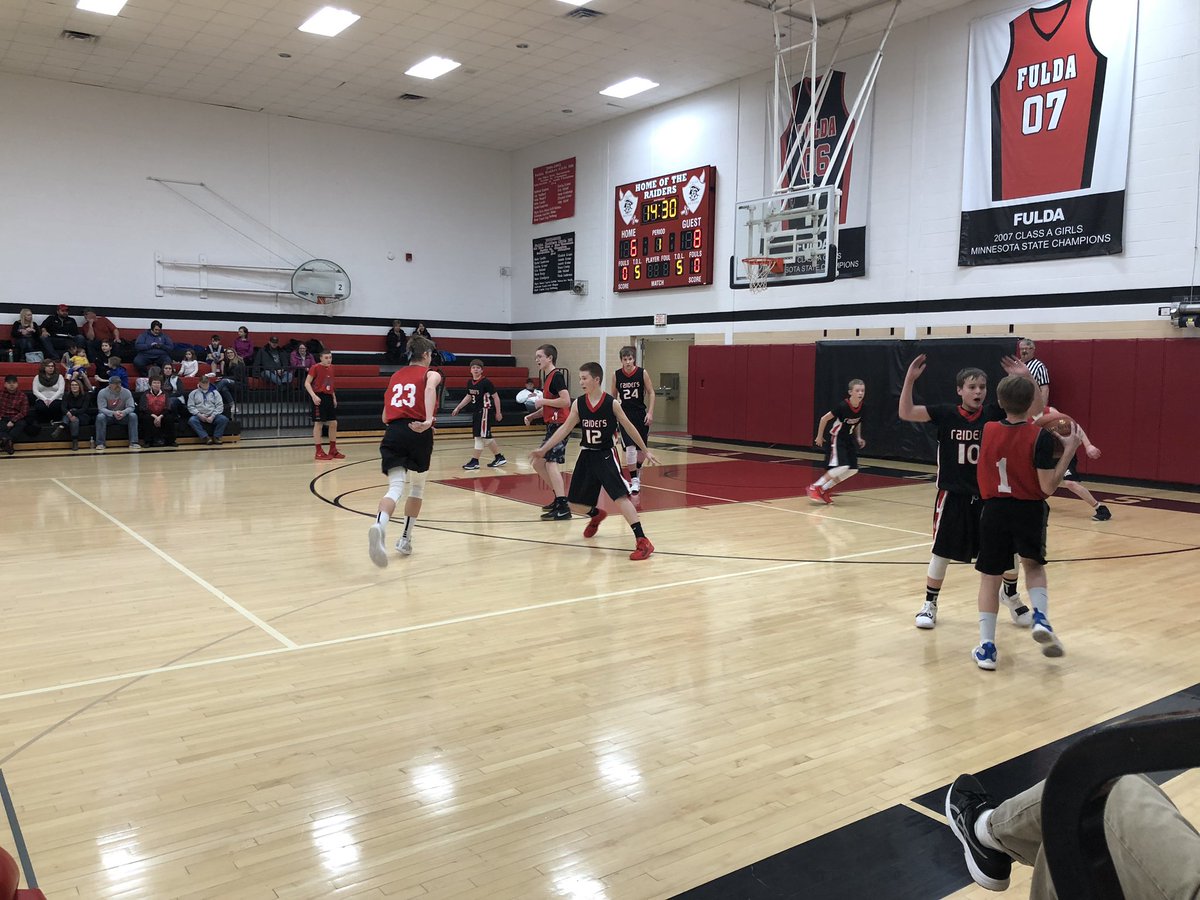 FuldaRaidersBB's tweet photo. It’s the 8th graders turn, as Fulda and WWG are underway here at the high school. https://t.co/k7QdEbDvKK