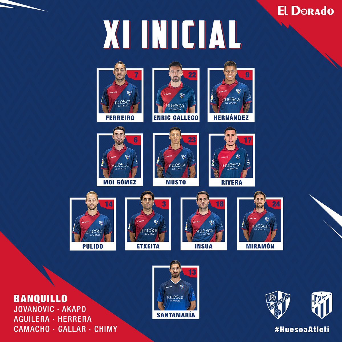 ALINEACIÓN | Aquí los once elegidos por Francisco Rodríguez para el primer #HuescaAtleti en la historia de El Alcoraz. 👇
¡#VamosHuesca! 🔵🔴