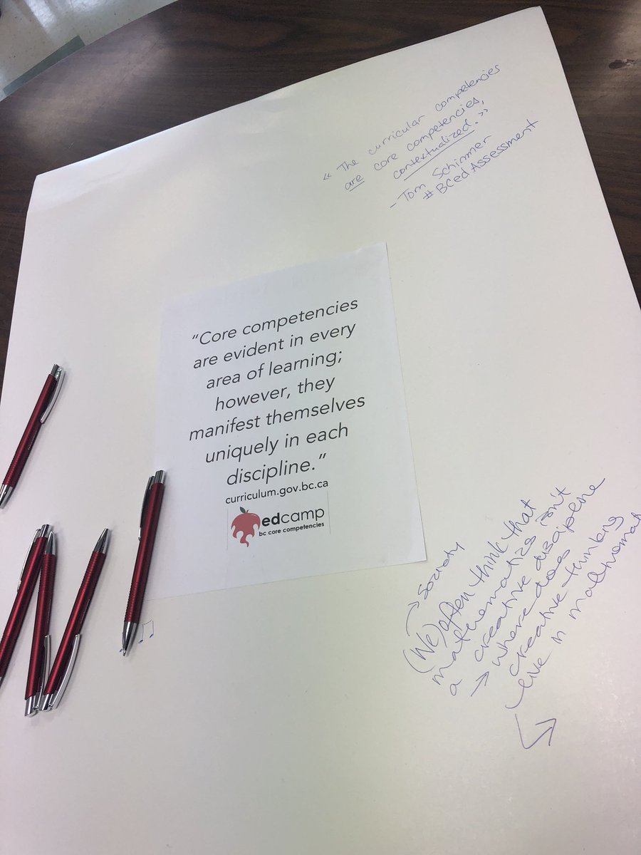 nico1e's tweet photo. We’re de-bunking the myth that Core Competencies are an ‘add-on.’ It’s time to develop metacurricular ideas about the enduring skills we wish students to have. The curricular competencies *are* the core competencies, but contextualized. #criticalthinking #EdCampBCCC https://t.co/uGDLb59tEV