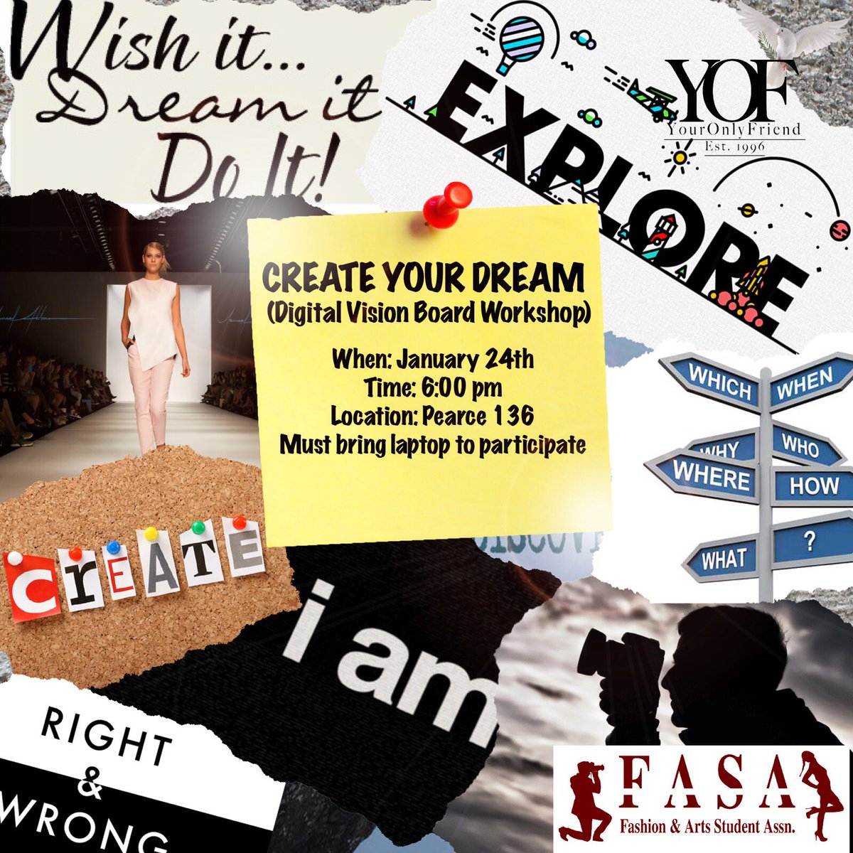 FASACMU's tweet image. We’re back! What are your goals for the new year?!😁
Come out and join FASA Thursday, January 24th at 6:00pm in Pearce 136. We will be having a digital vision board workshop!🌟💭 (must bring a laptop to participate)➡️ 💻 Bring a Friend!