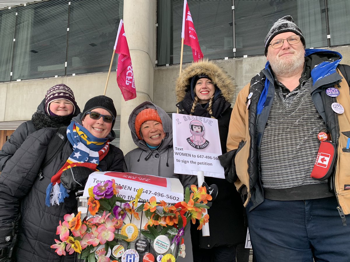 CUPEOntario's tweet photo. CUPE Ontario members at the Toronto Women’s March: sisters in solidarity against gender discrimination &amp; violence - fighting for economic, racial &amp; gender justice.

#Fempowerment https://t.co/ZYLDTyZugF
