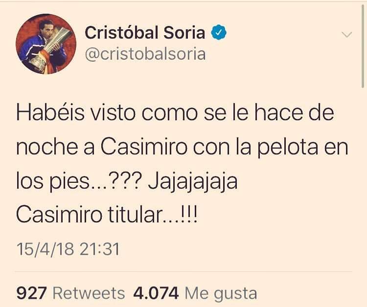 <a href="/cristobalsoria/">Cristóbal Soria</a> Hoy sí que el Karma te ha dado en toda la boca