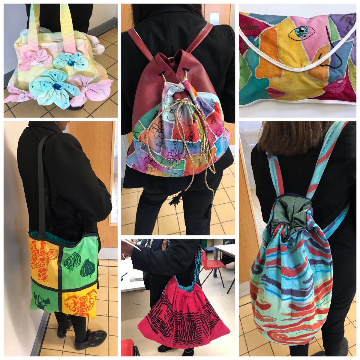 Miss Branagh (@sp_art_missb) on Twitter photo Beautiful bags created by my wonderful Year 11 Textiles students <a href="/stokeparkschool/">Stoke Park School</a> #proudteacher #art #textiles #creatives #2019 Beautiful bags created by my wonderful Year 11 Textiles students <a href="/stokeparkschool/">Stoke Park School</a> #proudteacher #art #textiles #creatives #2019