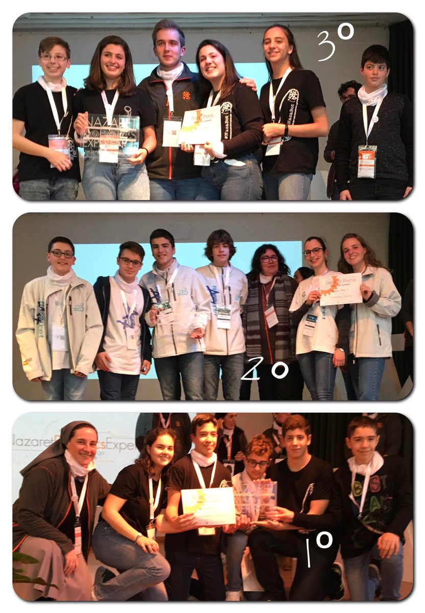 Nazaret_Robotic's tweet photo. Felicidades a los tres grandes equipos ganadores generales de la #NRoboticsE celebrada hoy en Madrid! Premios que han ido para @nazaretoporto y @standreu después de toda la jornada de competición! https://t.co/8RxFZ3xP6s