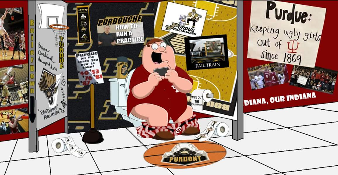 IUHoosierHarry's tweet photo. Game day! Flush the Turdue Toiletmakers! Go Hoosiers!  #iubb https://t.co/XPX48YBdCg