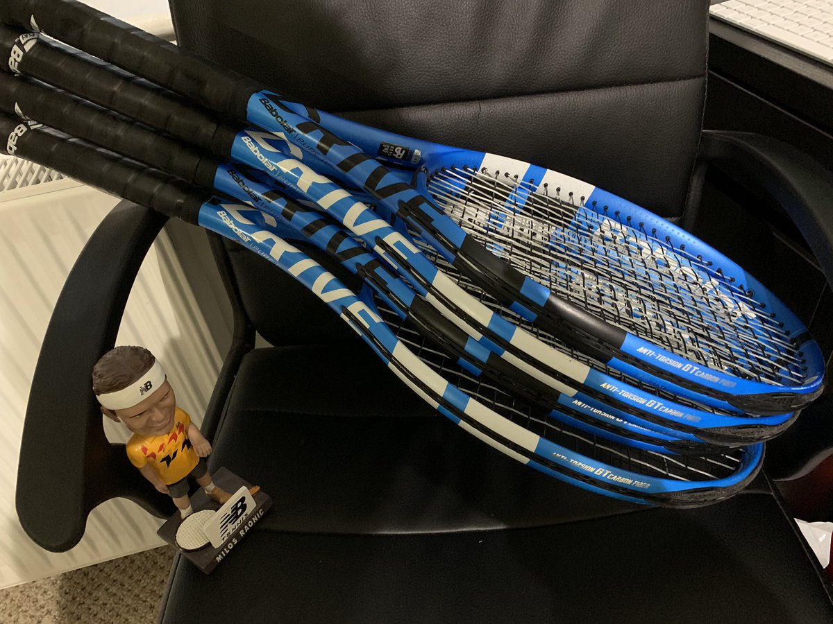 racketspec's tweet photo. Back from Israel at 2am, these @babolat rackets now prepped and strung for @jconwaytennis before she heads to her @BritishTennis training camp tomorrow 👍💪🎾🇬🇧(lil’ Milos didn’t help much though!) #ersastringing #Stringerslife #sameday #britishtennis https://t.co/YUu6KrsjXe