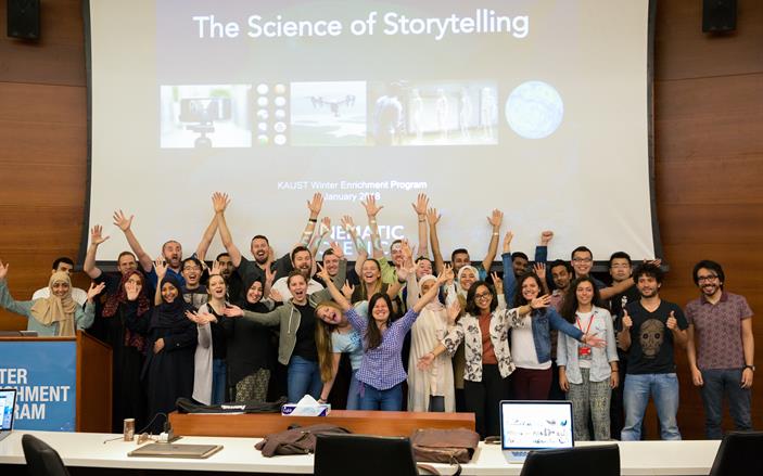 Excited to be back for a third year at #WEP2019 to teach our #SciComm masterclass to 50 graduate students at KAUST University in Saudi Arabia.