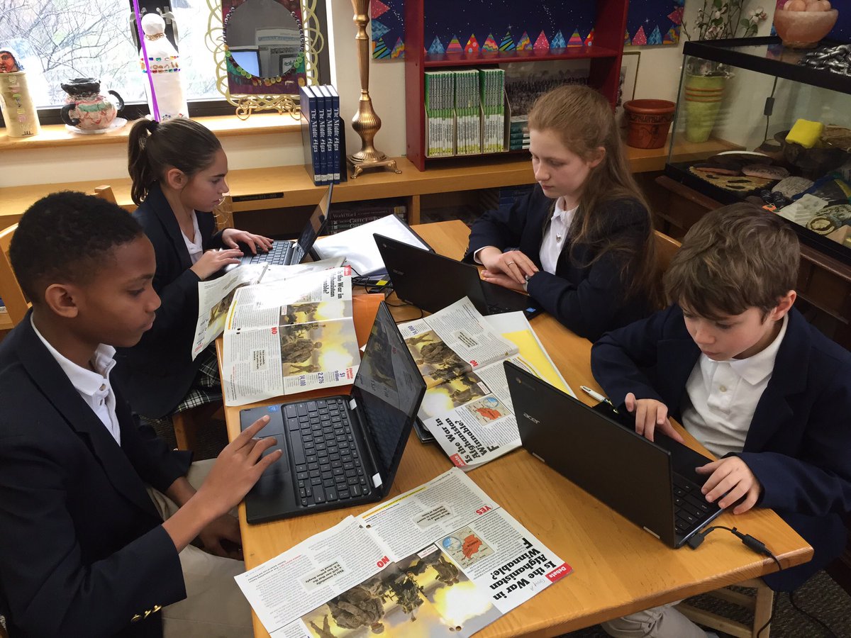 BCDS_History_56's tweet photo. Students @BuckleyCDS researched and debated whether the war in Afghanistan is winnable.  Research staff fed live counter points to the panel via a shared Google doc. Nice job kids! #sschat #6thchat #debate https://t.co/gfj2OzthTf