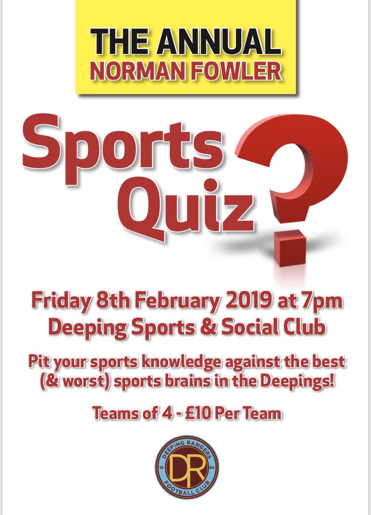 Deeping Rangers FC (@deepingrangers) on Twitter photo What’s the best team name for a sports quiz? Suggestions please.... <a href="/spaldingsport/">Spaldingsport</a> <a href="/Spalding2day/">SpaldingToday</a> <a href="/peterboroughtel/">Peterborough Telegraph</a> <a href="/PTAlanSwann/">Alan Swann</a> <a href="/Jcsecurityuk/">JC Security UK</a> <a href="/NonLeagueCrowd/">Non League Crowds</a> @Mercury_JamesB <a href="/UCLFanZone/">UCL Fan Zone</a> <a href="/utdcos/">UCL</a> <a href="/lincsfc/">LincsFC</a> @The_BGL_Group <a href="/ABAXUK/">ABAX UK</a> <a href="/BBCRadioLincs/">BBC Lincolnshire</a> <a href="/MariaRichmond3/">Maria Richmond</a> <a href="/rob_makepeace/">Rob Makepeace</a> What’s the best team name for a sports quiz? Suggestions please.... <a href="/spaldingsport/">Spaldingsport</a> <a href="/Spalding2day/">SpaldingToday</a> <a href="/peterboroughtel/">Peterborough Telegraph</a> <a href="/PTAlanSwann/">Alan Swann</a> <a href="/Jcsecurityuk/">JC Security UK</a> <a href="/NonLeagueCrowd/">Non League Crowds</a> @Mercury_JamesB <a href="/UCLFanZone/">UCL Fan Zone</a> <a href="/utdcos/">UCL</a> <a href="/lincsfc/">LincsFC</a> @The_BGL_Group <a href="/ABAXUK/">ABAX UK</a> <a href="/BBCRadioLincs/">BBC Lincolnshire</a> <a href="/MariaRichmond3/">Maria Richmond</a> <a href="/rob_makepeace/">Rob Makepeace</a>