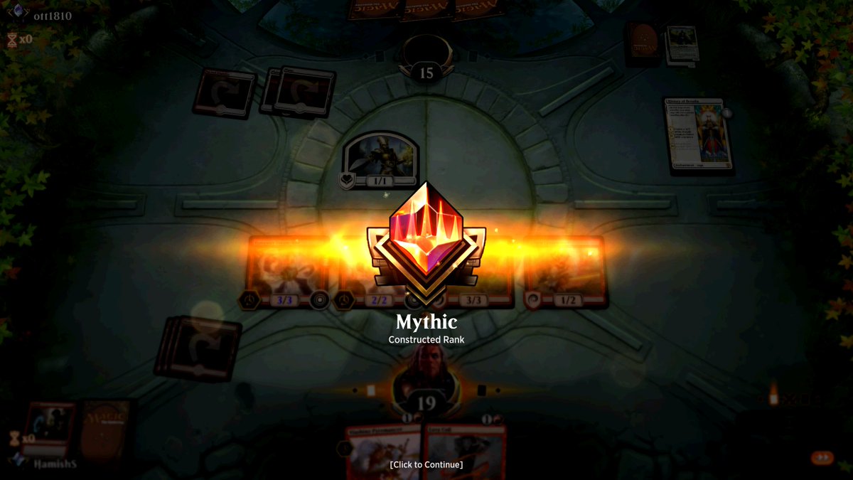 HamishCSS's tweet image. Pretty happy I got Mythic in Constructed. Now to try for Limited.