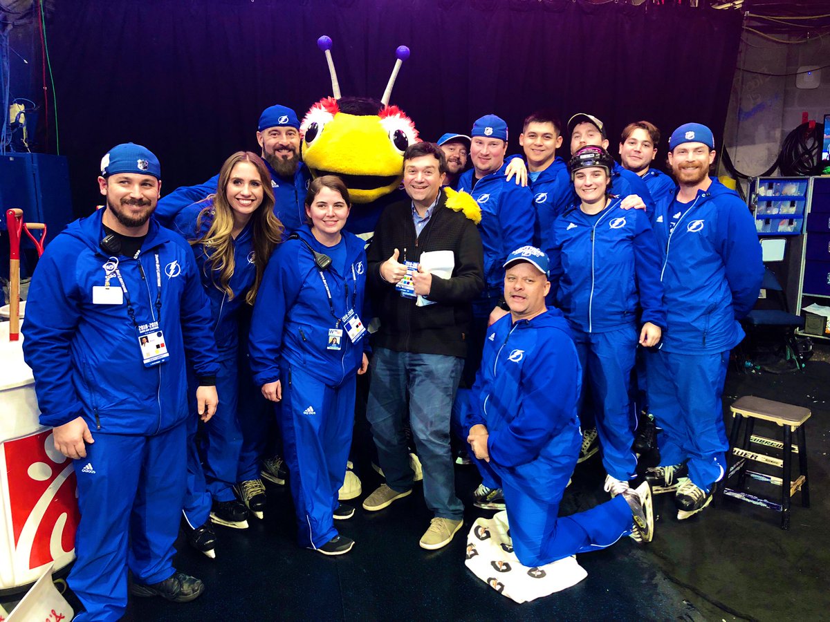 Thanks for hanging out with the crew!! Our new friend, <a href="/wyshynski/">Greg Wyshynski</a> #gobolts #bethethunder <a href="/ThunderBugTBL/">ThunderBug</a> #tampabay #nhl #tblvstor #icecrew
