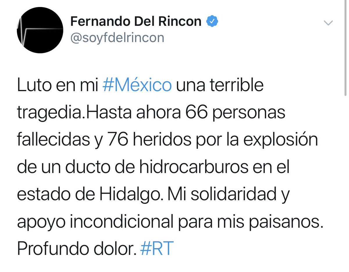 Buenas y soberanas tardes.

Podría mi audiencia preguntarle al #IdiotaConHonores .<a href="/soyfdelrincon/">Fernando Del Rincon</a> si cuestionará a AMLO por las muertes en México causadas por la escasez que artificialmente provocó? O será que por ser de izquierda, del Rincón no lo cuestiona?

Ate: #LaCanciller