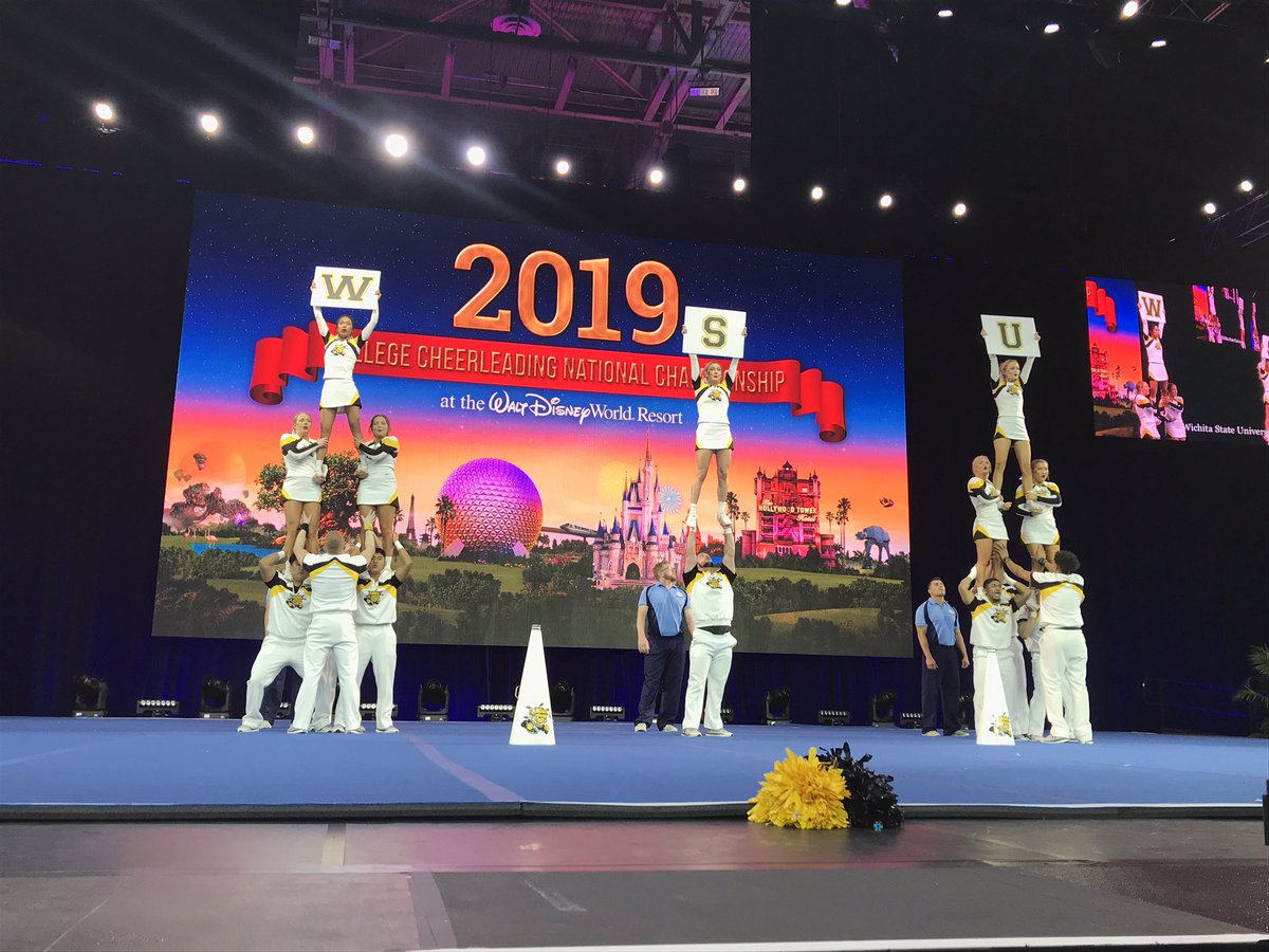 UCAupdates's tweet photo. W-S-U! Go Shocks Go! @GoShockersCheer performed a great routine during DI Finals! #UCAnationals https://t.co/hX7x7WMt6h