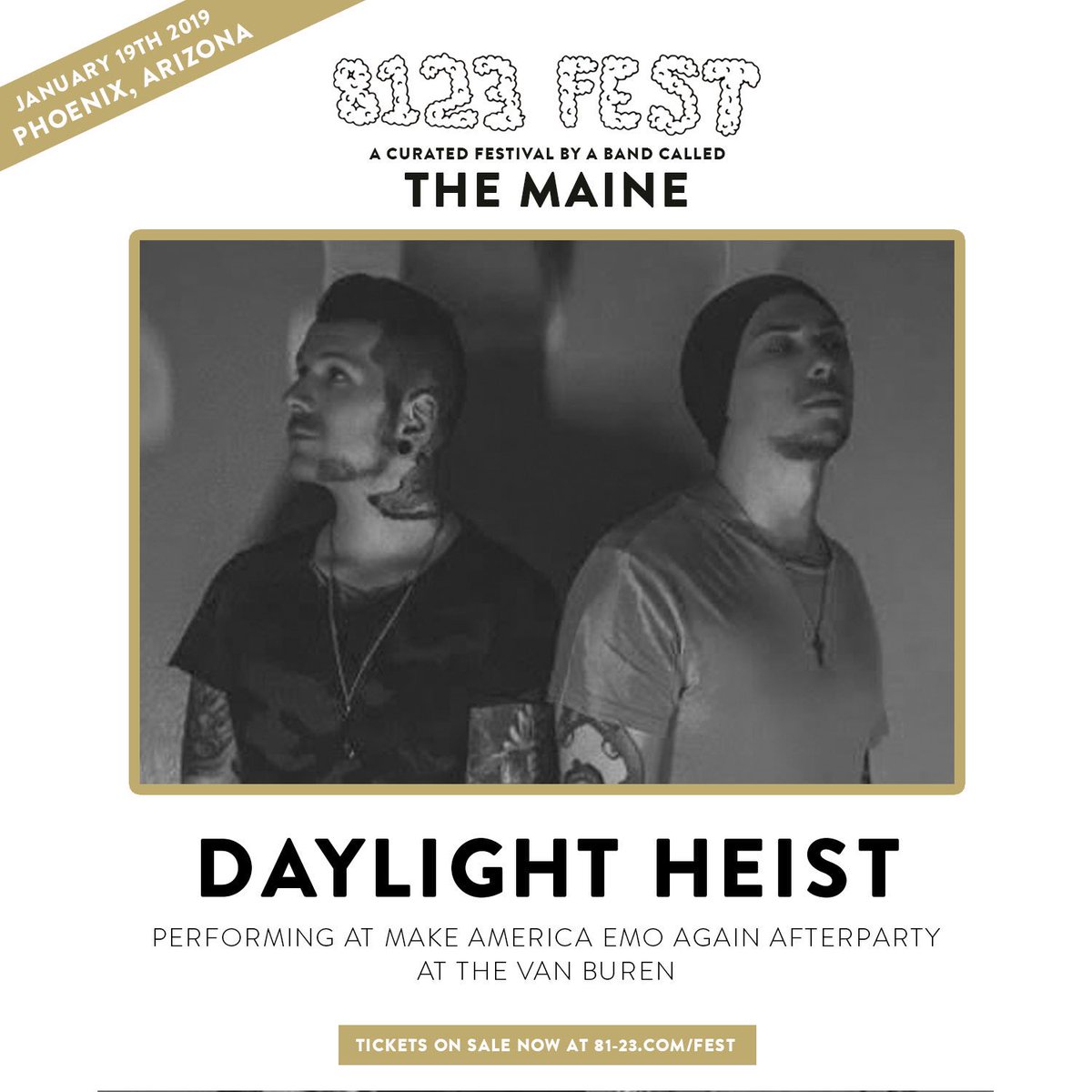 DaylightHeist's tweet photo. 💥SOLD OUT💥 8123 Afterparty with your boys! Hope to see some faces tonight at @thevanburenphx @8123 @psykosteve #makeamericaemoagain https://t.co/M2Qeqh14Rm