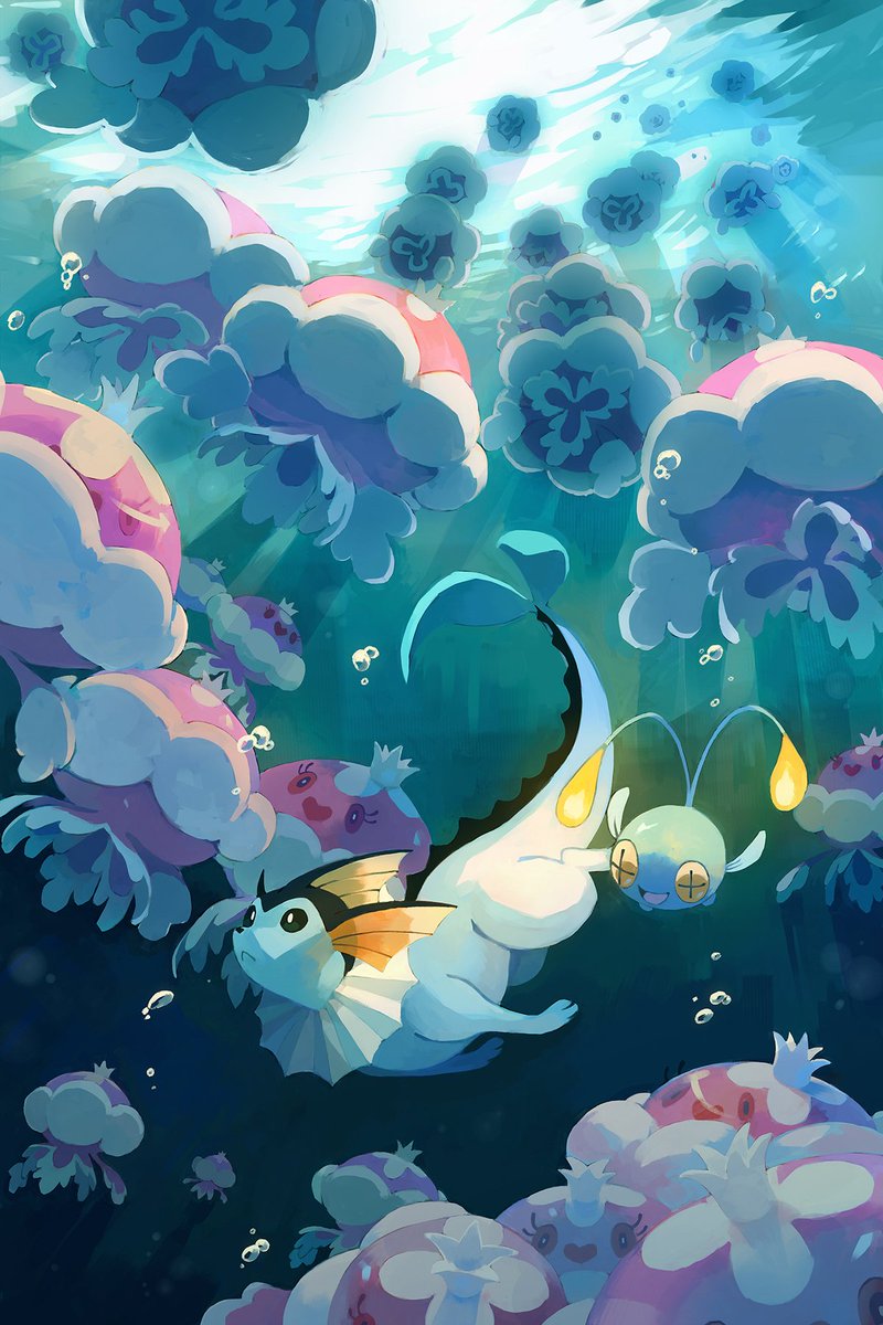 pokemon (creature) no humans underwater bubble closed mouth yellow eyes air bubble  illustration images