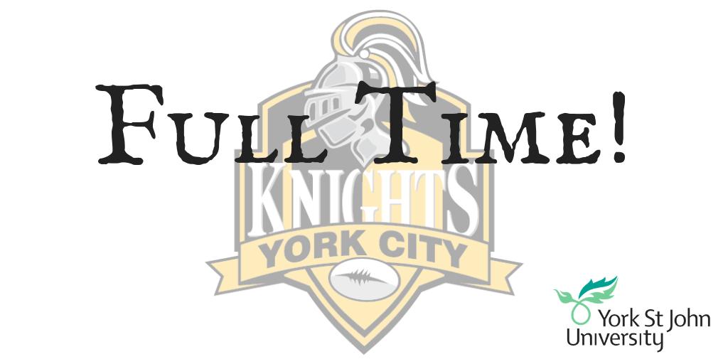 The hooter goes and the Knights have a 34-0 victory in the bag over their Championship rivals <a href="/DewsburyRams/">Dewsbury Rams</a>.

Clinical from York and the defence shines again.

Join us in 2 weeks time for the Toronto league opener, tickets available already!

Safe trip home to all!
#WeAreYork⚔️